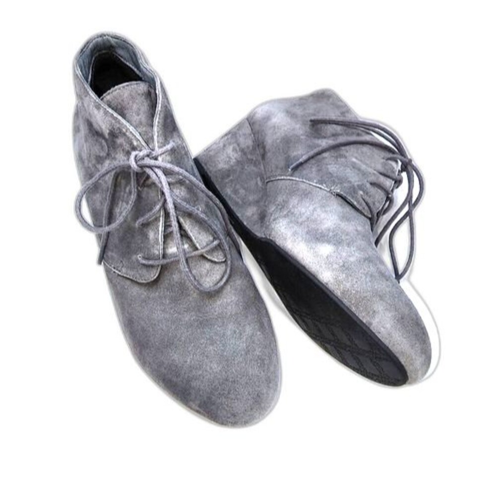 Vionic Becca Gray Suede Wedge Heeled Lace Up Ankle Booties Size 9.5